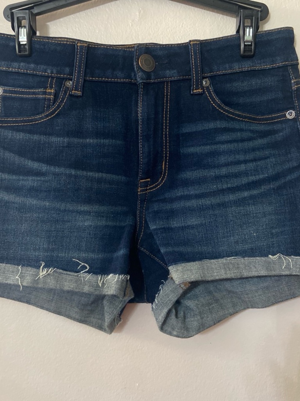American Eagle Outfitters Dark Blue Rolled Hem Denim Shorts